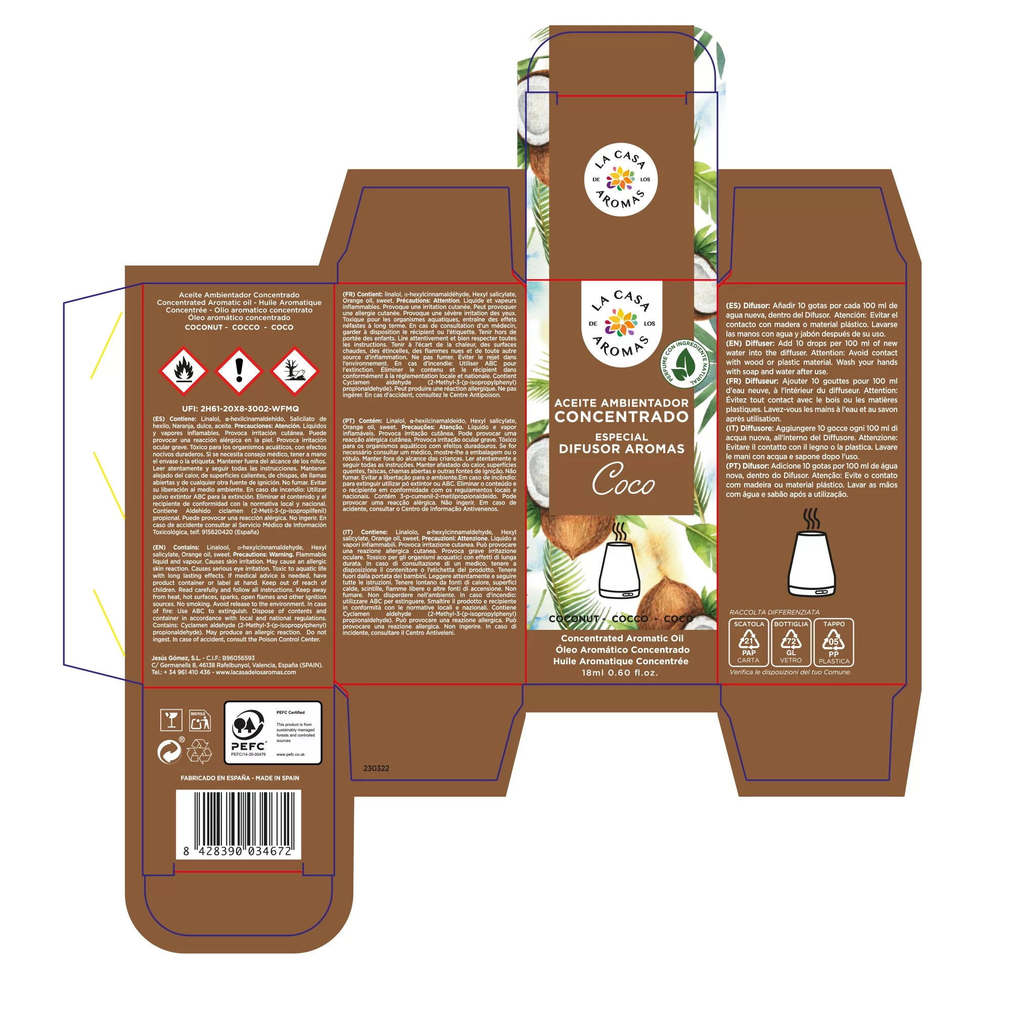 Aceite Aromático Concentrado Hidrosoluble Coco 18ml - Vista 2