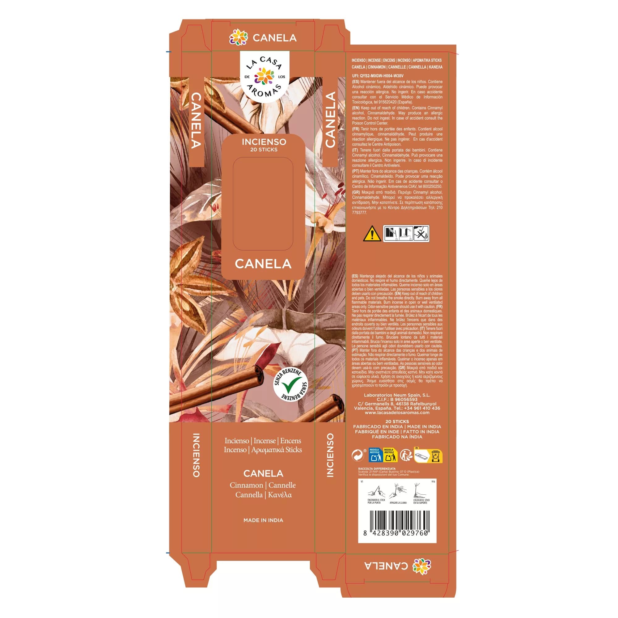 Pack 6 sets 20 sticks Incienso Canela - Vista 4