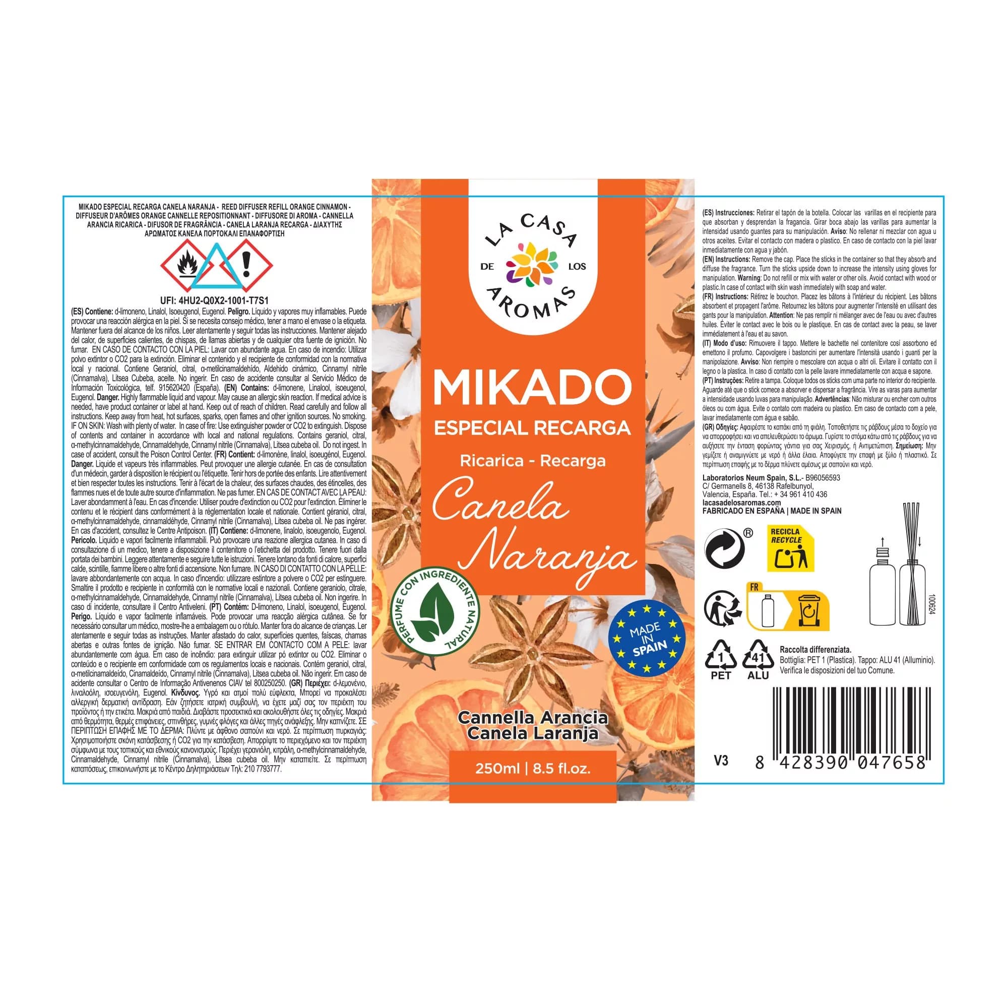 Ambientador Mikado Reposición Canela y Naranja - Vista 7