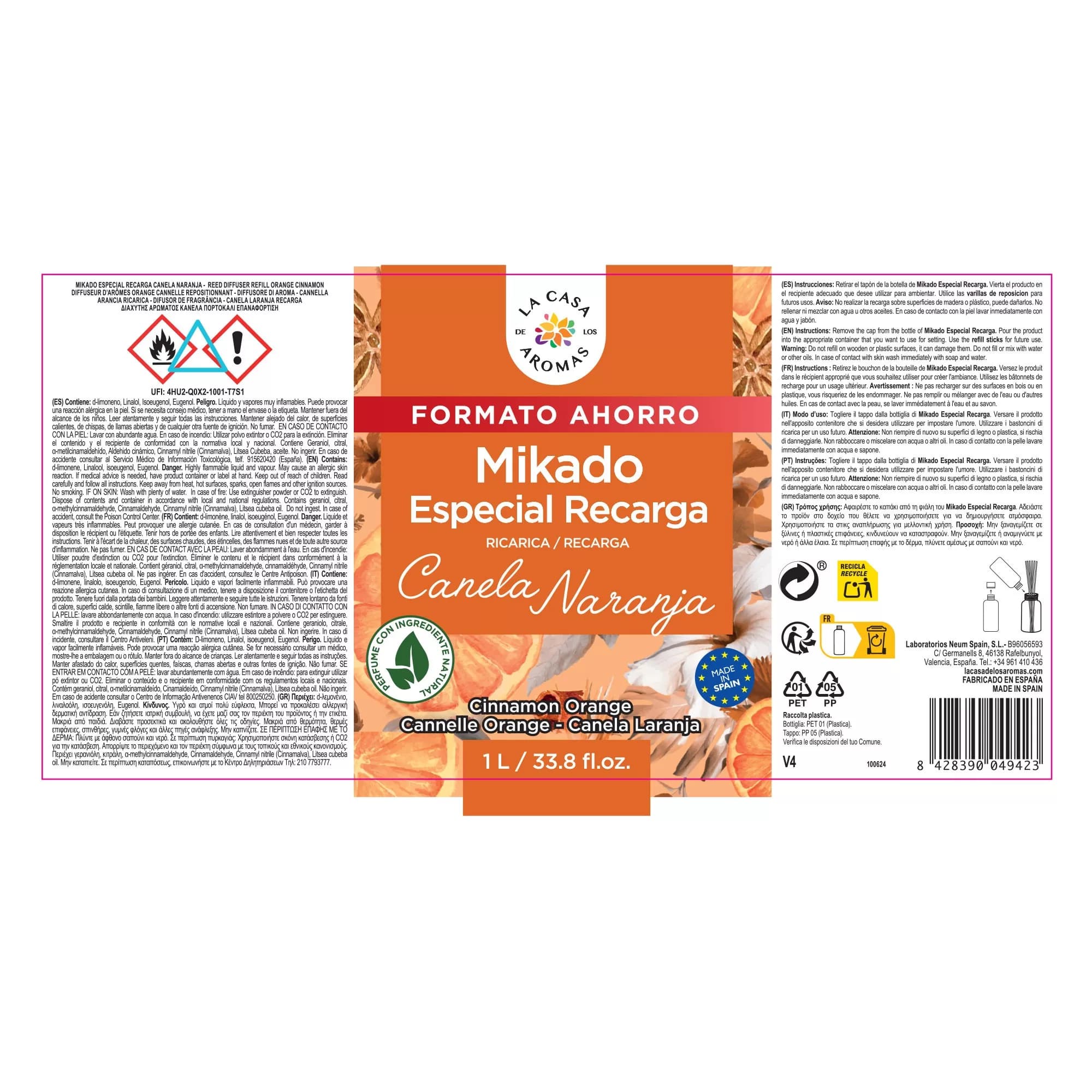 Ambientador Mikado Reposición Canela y Naranja - Vista 5