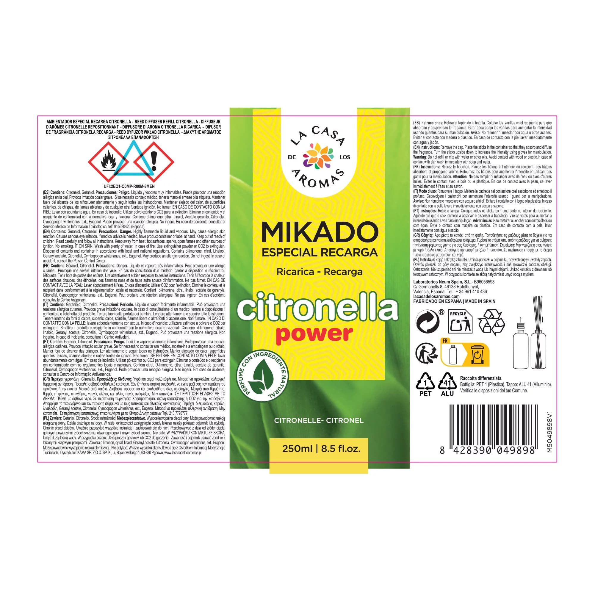 Ambientador Mikado Reposición Citronela, (250 ml) - Vista 3