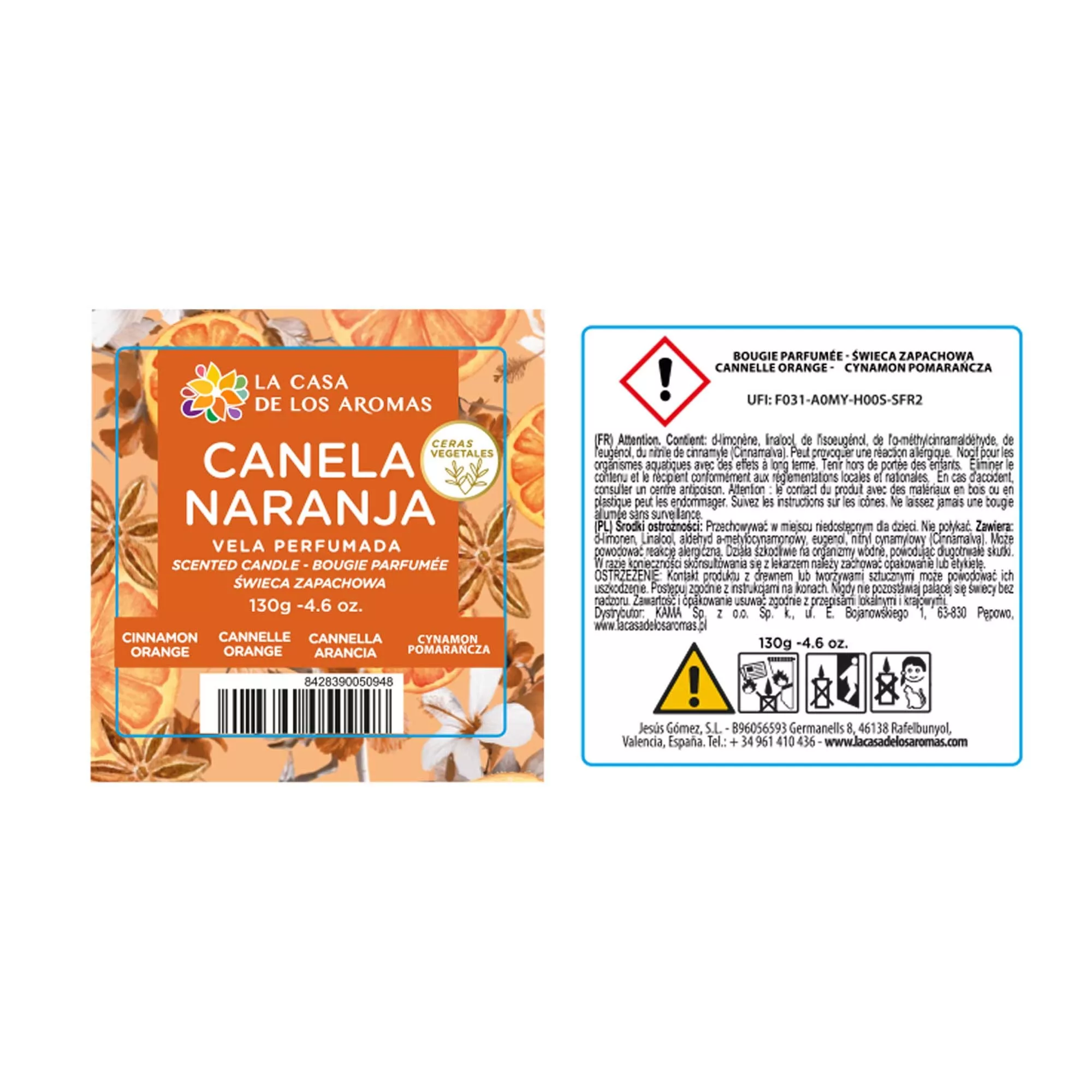 Vela aromática Canela Naranja de 130g - Vista 3