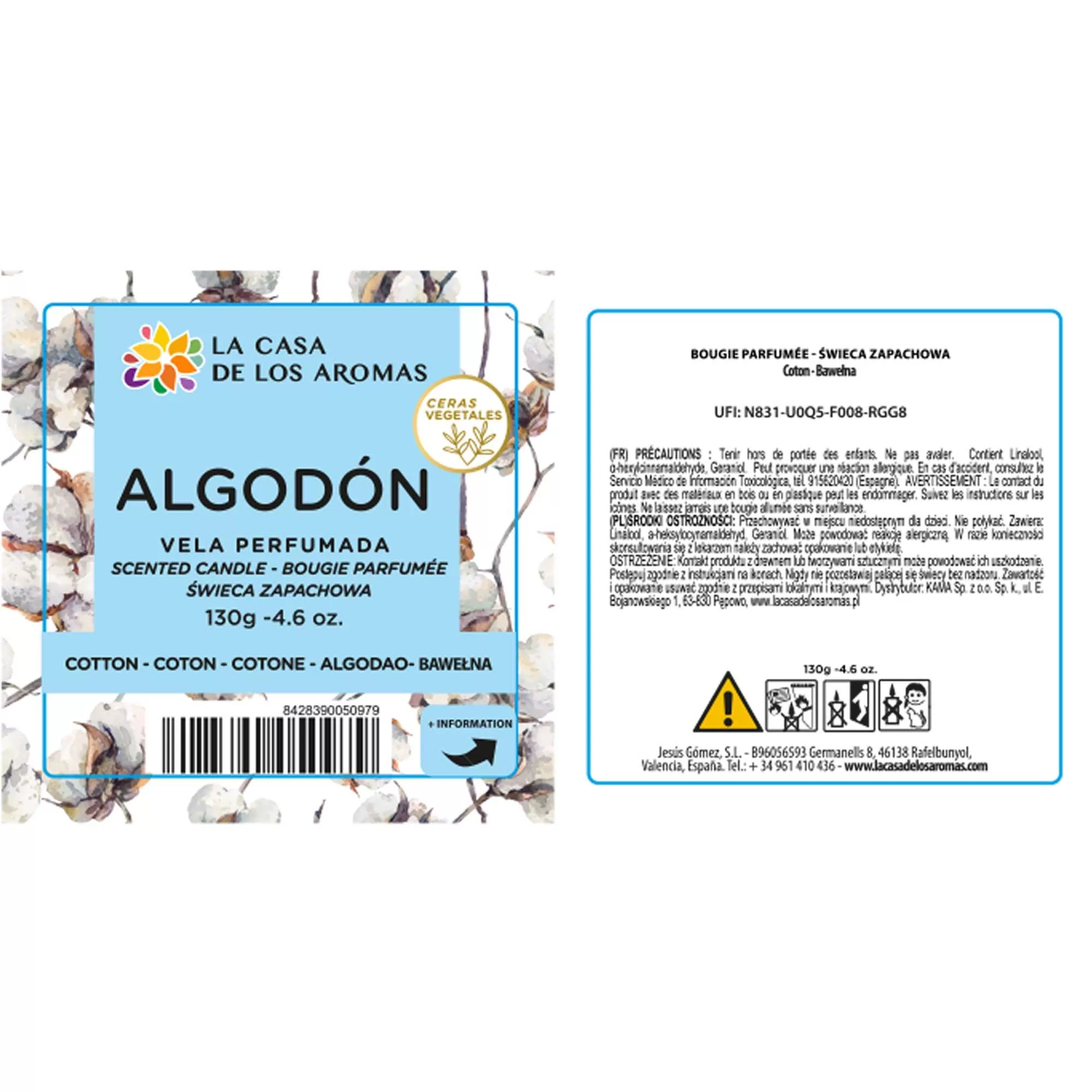 Vela aromática Algodón de 130g - Vista 3