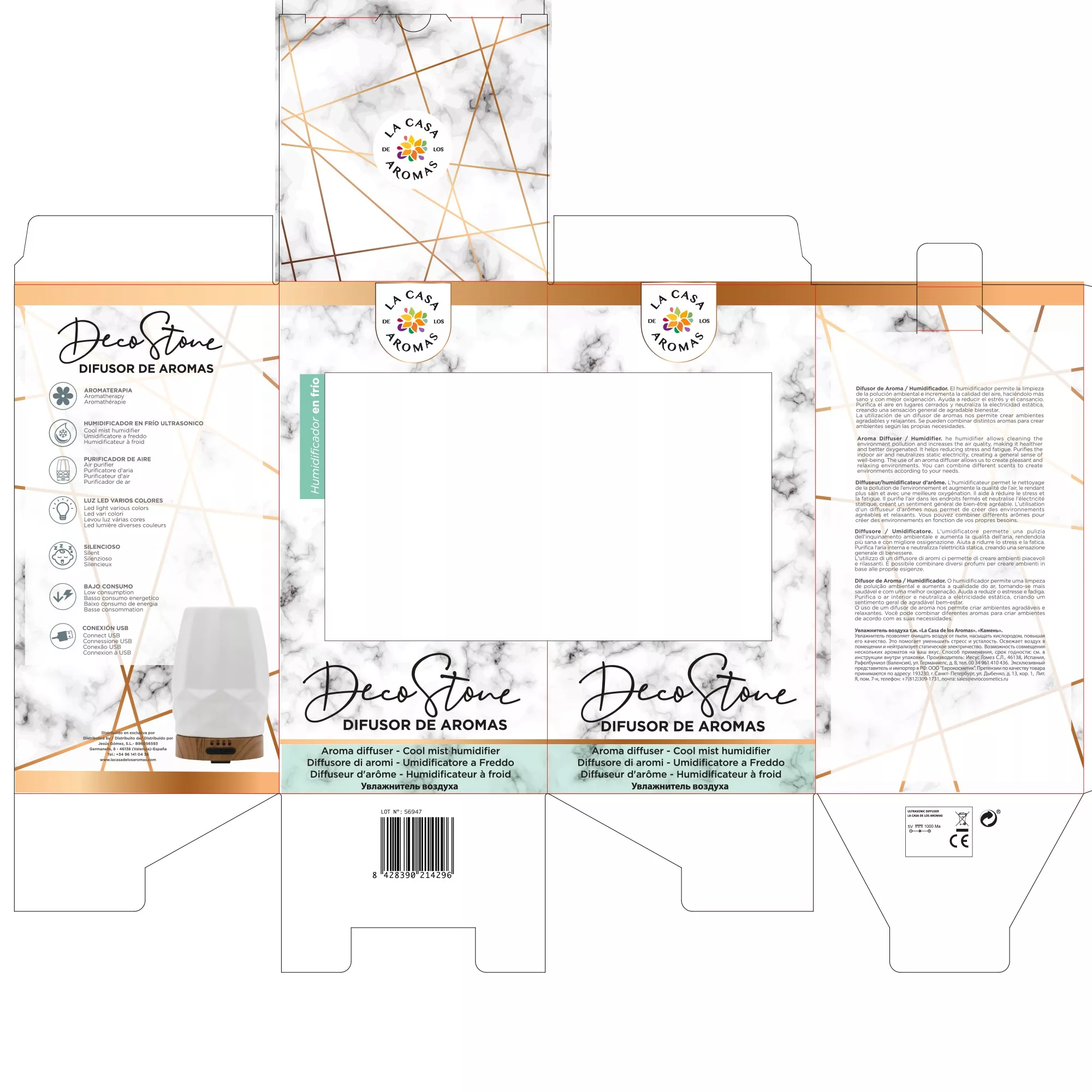Difusor de aromas Blanco- Humidificador Deco Stone - Vista 3
