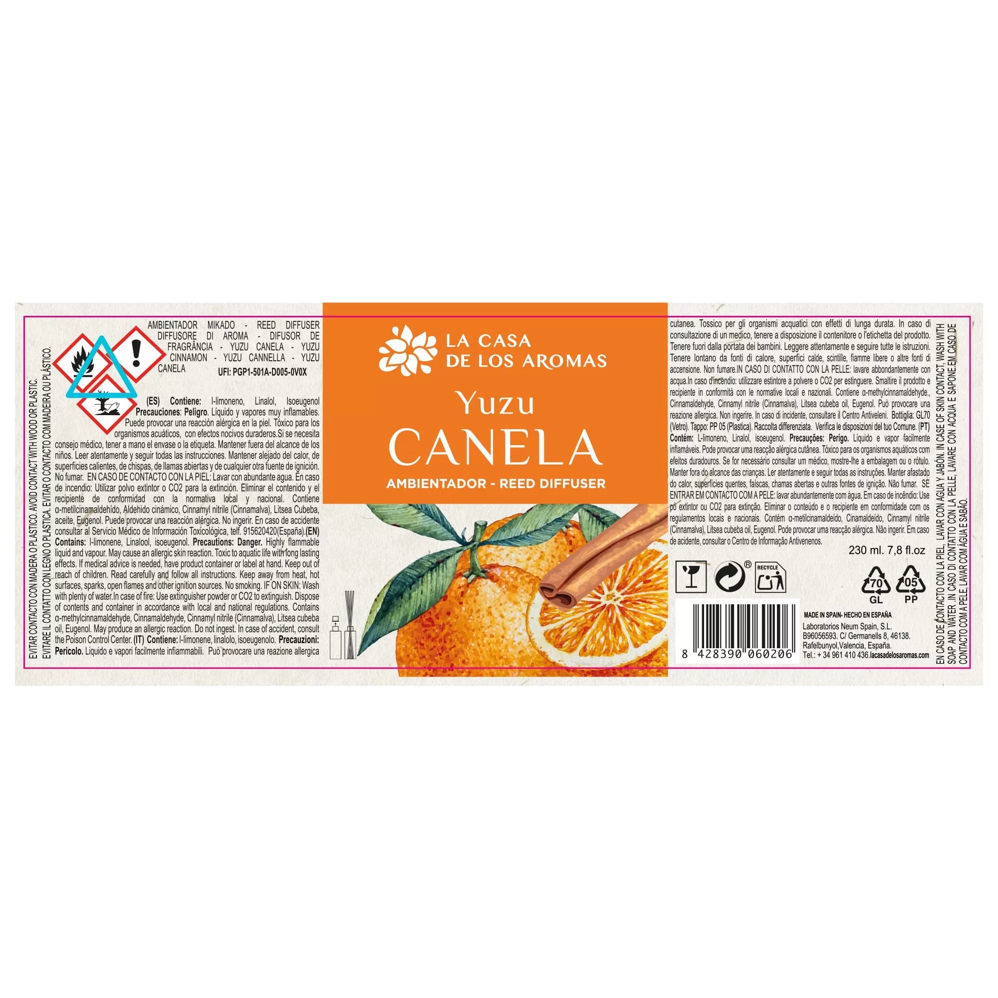 Ambientador Ekomikado Yuzu Canela, 230ml - Vista 3