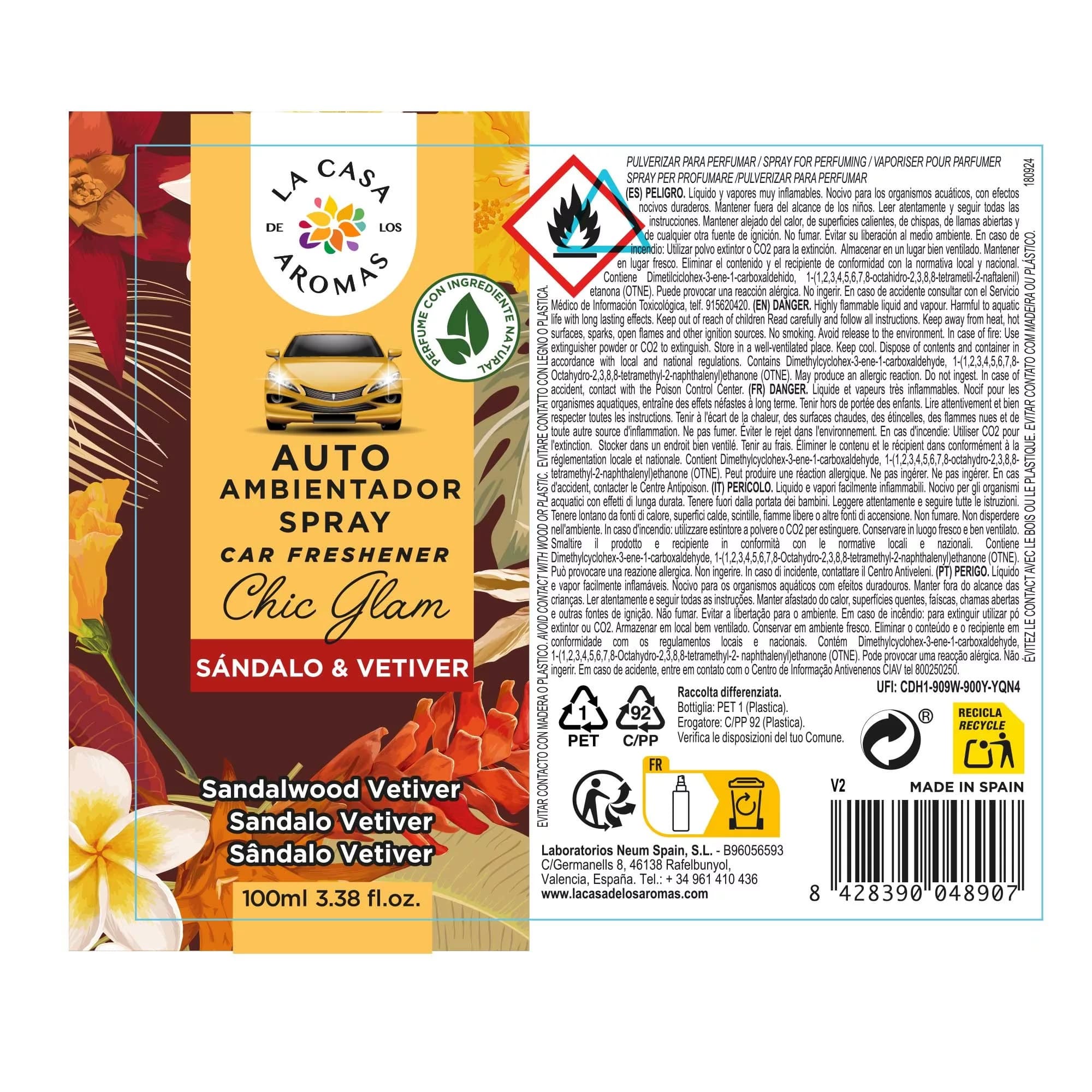 Ambientador de coche Spray Sándalo & Vetiver 100ml - Vista 2