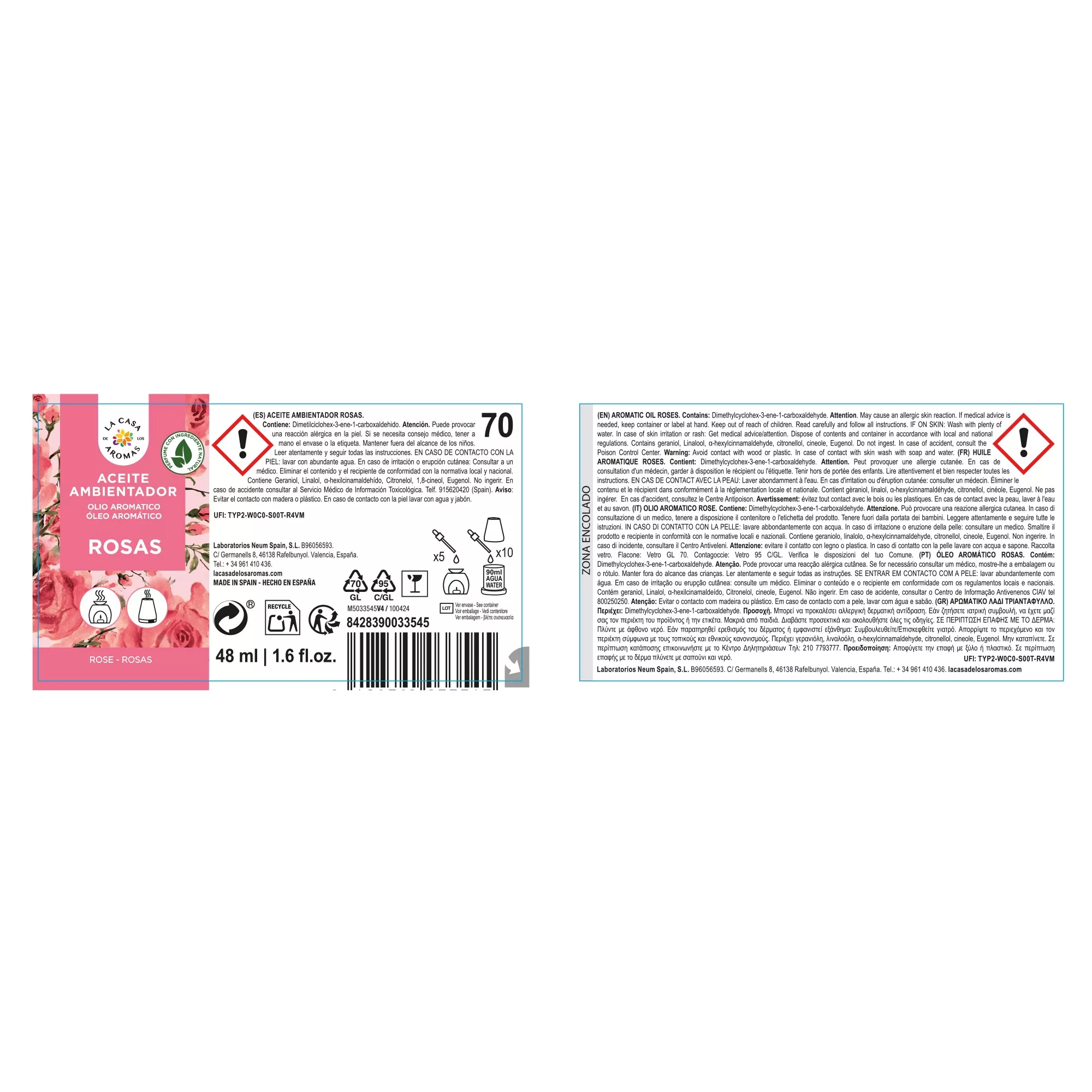 Aceite Esencial Rosas, Ambientador 48ml - Vista 2