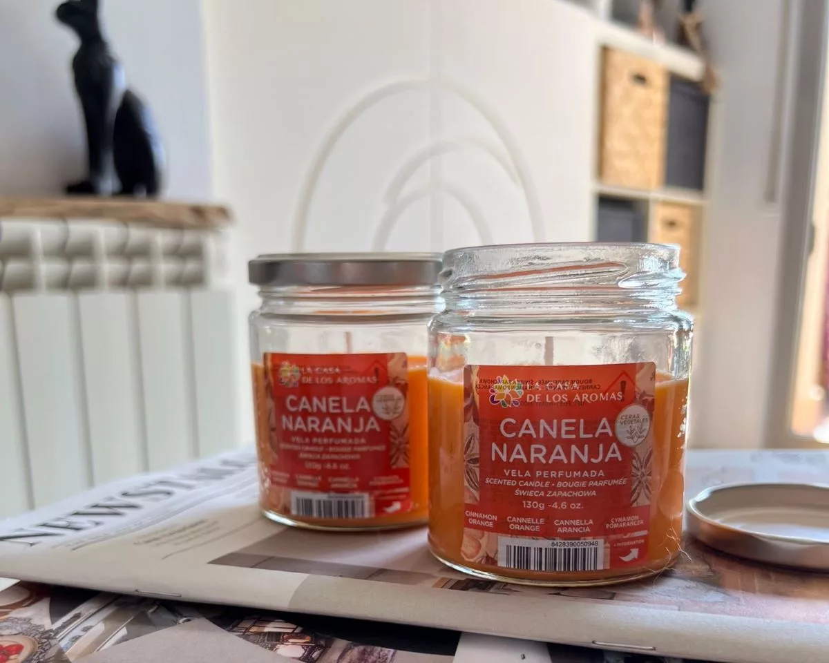 Velas canela naranja tarro x2