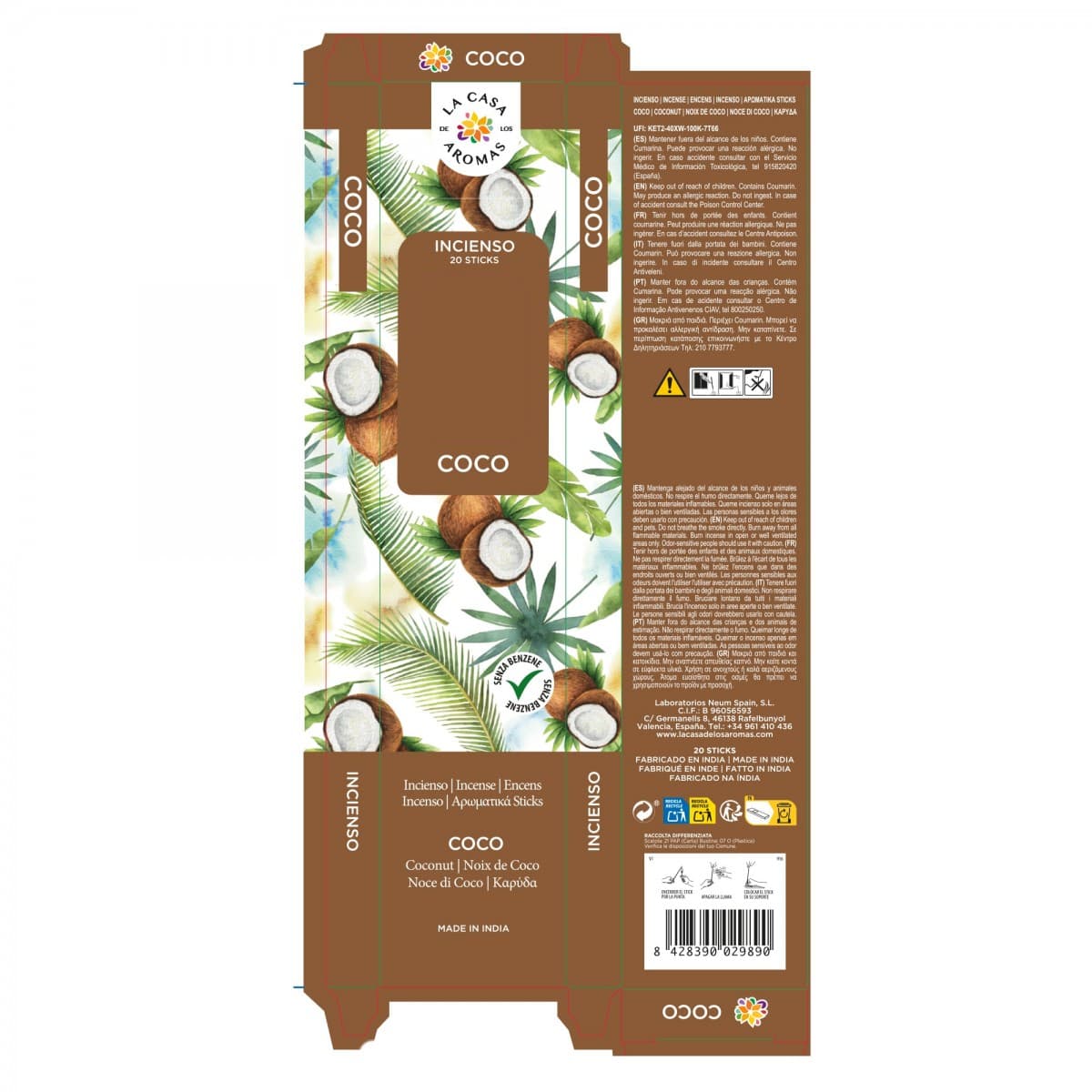 Pack 6 sets 20 sticks Incienso Coco - Vista 3